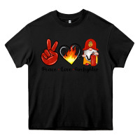 Black peace love firefighter Heavy Core Tee - Artiststas