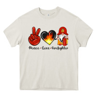 Cream peace love firefighter Heavy Core Tee - Artiststas