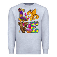 Heather Grey mardi gras love olivia Premium Sweatshirt - OliviaCreatesArt