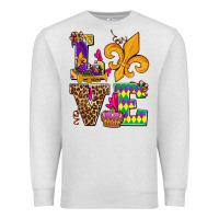 Oatmeal Heather mardi gras love olivia Premium Sweatshirt - OliviaCreatesArt