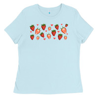 Baby Blue strawberry Ladies Tee - Jasminsmagicworld