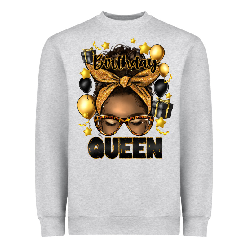 Birthday Queen Afro Messy Bun Heavyweight Sweatshirt by Artiststas | Teevron