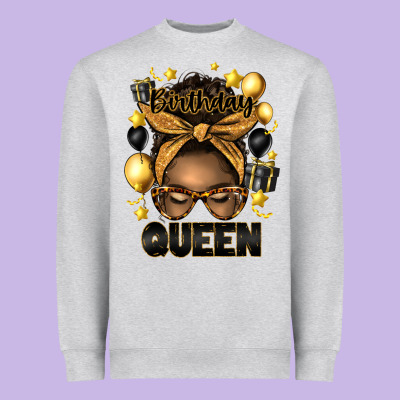 Birthday Queen Afro Messy Bun Heavyweight Sweatshirt Designed By Artiststas