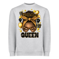Heather Grey birthday queen afro messy bun Heavyweight Sweatshirt - Artiststas