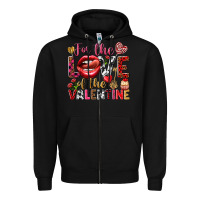 Black For the love of the Valentine Zipper Hoodie - HowdyJamesFarm