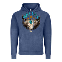 Vintage Denim wallen with bull skull Vintage Hoodie - NancyCooperArtShop