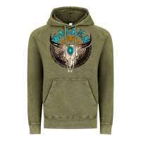 Vintage Olive wallen with bull skull Vintage Hoodie - NancyCooperArtShop