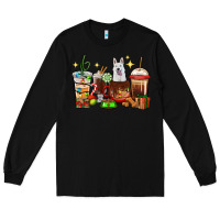 Black Christmas coffee cups with White Shepherd Long Sleeve Tee - RanaPortraitStore