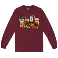 Burgundy Christmas coffee cups with White Shepherd Long Sleeve Tee - RanaPortraitStore