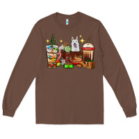 Chestnut Christmas coffee cups with White Shepherd Long Sleeve Tee - RanaPortraitStore