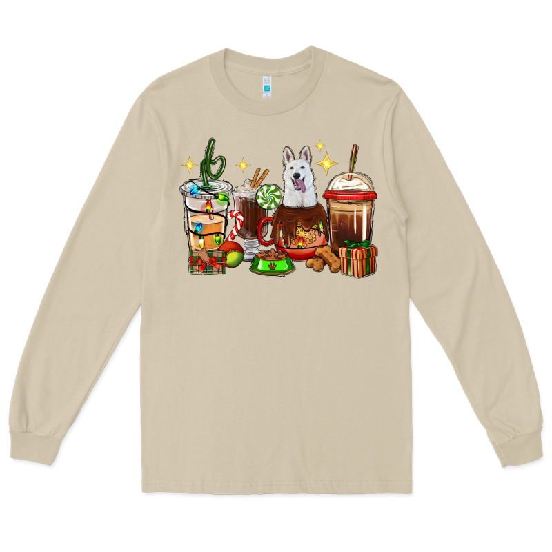 Christmas Coffee Cups With White Shepherd Long Sleeve Tee by RanaPortraitStore | Teevron