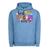 Pigment Pebble Blue iBest Teacher Ever Urban Hoodie - CowhideDigitalArt