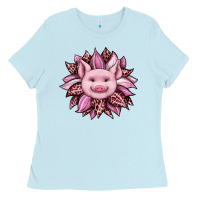 Baby Blue sunflower leopard Ladies Tee - JahusDesignShop