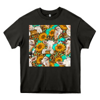 Asphalt sunflowers and goat western seamless pattern Heavy Core Tee - BundleAndBundleShop