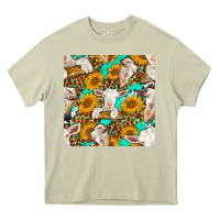 Mossy sunflowers and goat western seamless pattern Heavy Core Tee - BundleAndBundleShop