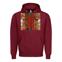 Burgundy grill master with bull skull Zipper Hoodie - TumblerDesignByShophia