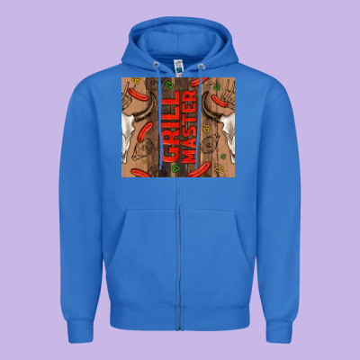 Grill Master With Bull Skull Zipper Hoodie Designed By Tumblerdesignbyshophia