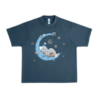 Midnight Navy snowman and moon Urban Heavy Tee - MaliasSmallBusiness
