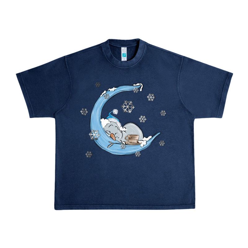 Snowman And Moon Urban Heavy Tee by MaliasSmallBusiness | Teevron