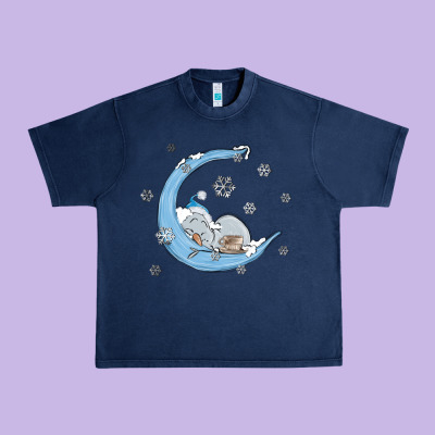 Snowman And Moon Urban Heavy Tee Designed By Maliassmallbusiness