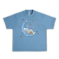 Pebble Blue snowman and moon Urban Heavy Tee - MaliasSmallBusiness