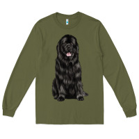 Army Green newfoundland dog Long Sleeve Tee - LillyAllenDesigns