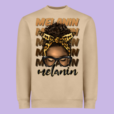 Melanin Afro Messy Bun Heavyweight Sweatshirt Designed By Artiststas