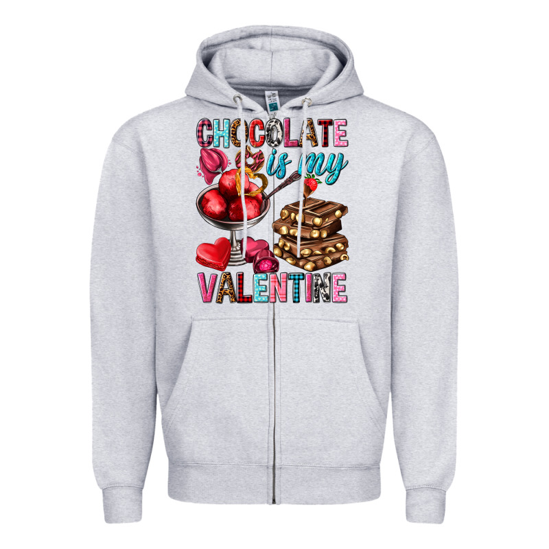 Chocolate Is My Valentine Valentine's Day Zipper Hoodie by HowdyJamesFarm | Teevron