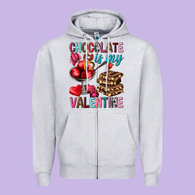 Chocolate Is My Valentine Valentine's Day Zipper Hoodie Designed By Howdyjamesfarm