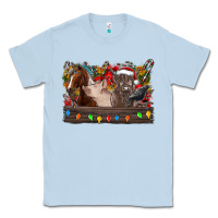 Dusty Blue festive farmyard gathering Classic Tee - CowhideDigitalArt