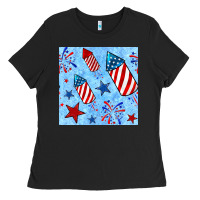 Black 4th of july firecracker and star seamless  pattern Ladies Tee - BundleAndBundleShop