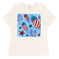 Bone 4th of july firecracker and star seamless  pattern Ladies Tee - BundleAndBundleShop
