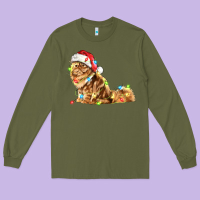 Christmas Persian Cat Long Sleeve Tee Designed By Lillyallendesigns