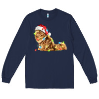 Navy christmas persian cat Long Sleeve Tee - LillyAllenDesigns