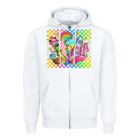 White retro summer Zipper Hoodie - TumblerDesignByShophia