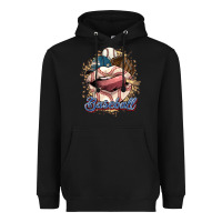 Black Baseball lips Heavyweight Hoodie - HowdyJamesFarm