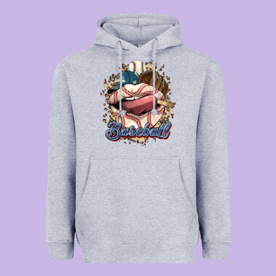 Baseball Lips Heavyweight Hoodie Designed By Howdyjamesfarm