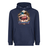 Navy Baseball lips Heavyweight Hoodie - HowdyJamesFarm