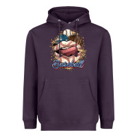 Plum Baseball lips Heavyweight Hoodie - HowdyJamesFarm