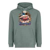 Sage Baseball lips Heavyweight Hoodie - HowdyJamesFarm