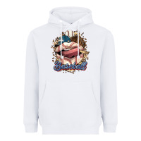 White Baseball lips Heavyweight Hoodie - HowdyJamesFarm