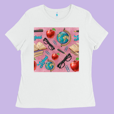 Teacher Seamless Pattern Ladies Tee Designed By Bundleandbundleshop