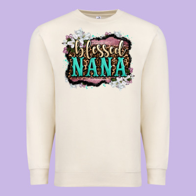 Blessed Nana Premium Sweatshirt Designed By Oliviacreatesart