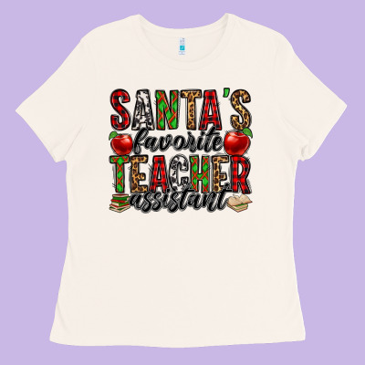 Santa's Favorite Teacher Assistant Ladies Tee Designed By Jasminsmagicworld