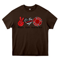 Chocolate Brown peace love back to red Heavy Core Tee - Artiststas