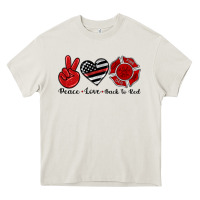 Peace Love Back To Red Heavy Core Tee | Teevron