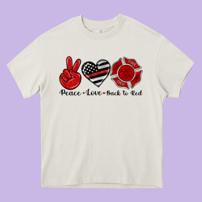 Peace Love Back To Red Heavy Core Tee Designed By Artiststas