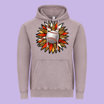 Baseball Sunflower Vintage Hoodie Designed By Jasminsmagicworld