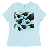 Baby Blue graduation cap seamless pattern Ladies Tee - BundleAndBundleShop