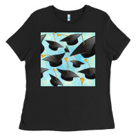 Black graduation cap seamless pattern Ladies Tee - BundleAndBundleShop